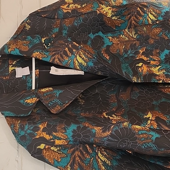 Chico's Brocade Floral Long Jacket Size 4 US 20-22 - Picture 3 of 6